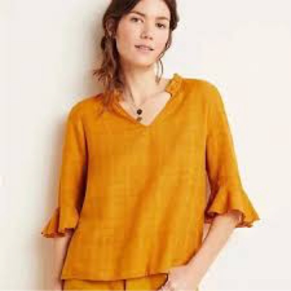 Anthropologie Dolan Tandy Ruffled mixed media top size medium